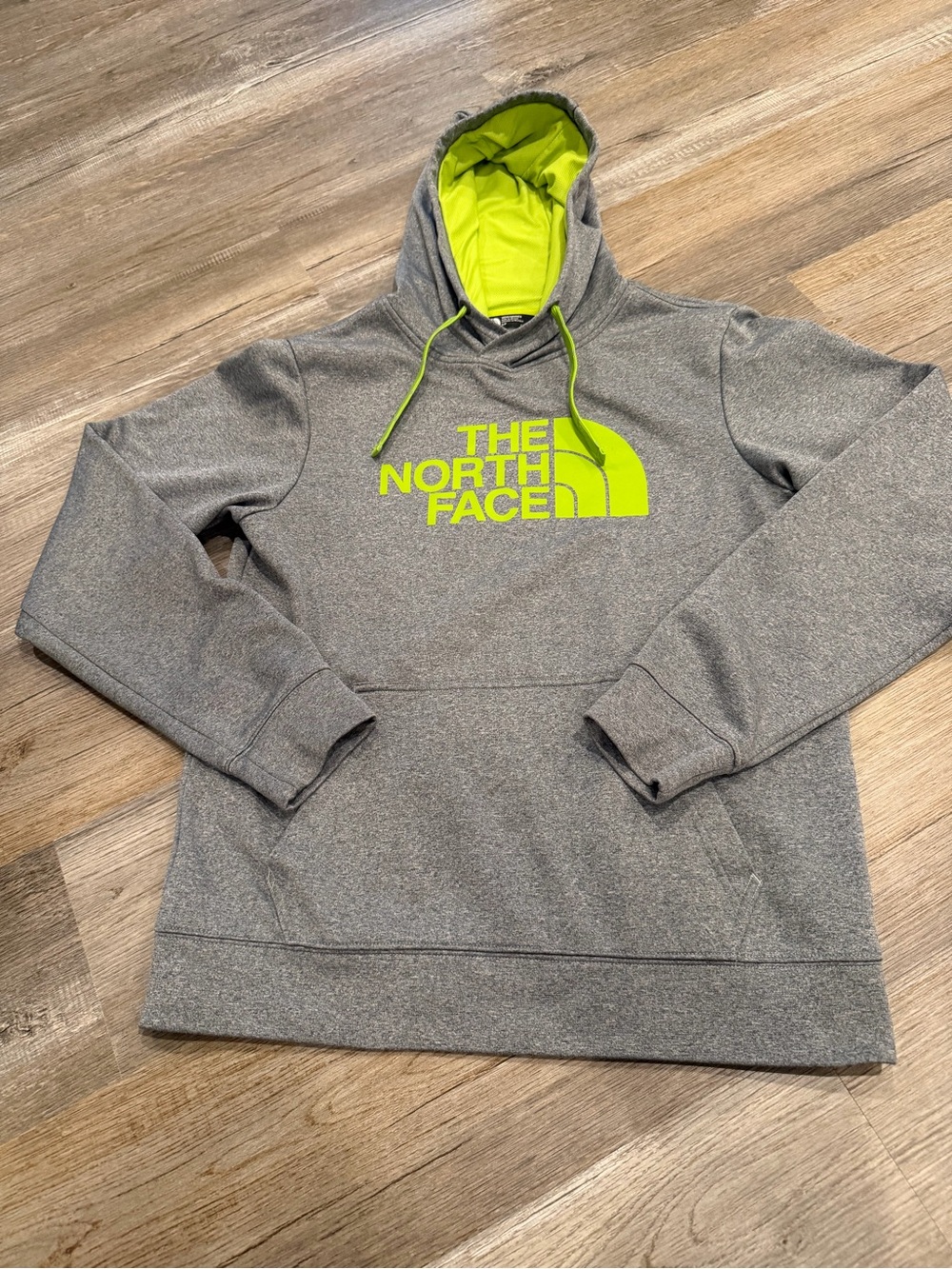 The North Face Men’s Gray Crewneck Hoodie with Lime Logo